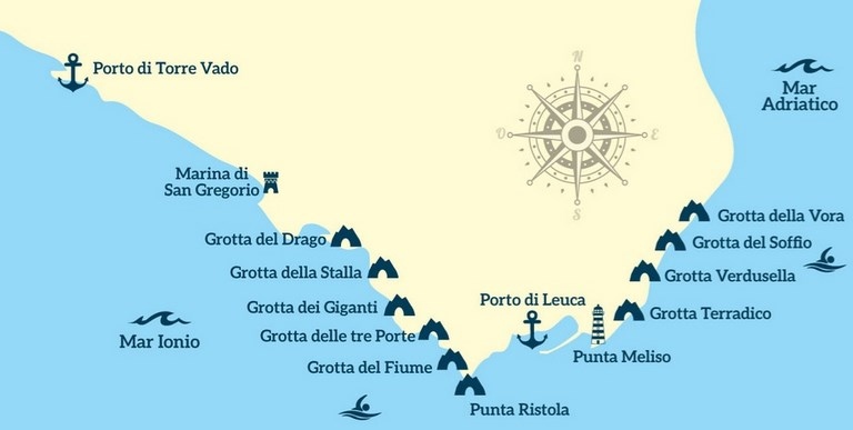 Torre Vado: escursione in barca di quattro ore versante ionico-adriatico